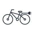 Electric bike icon. Eco bicycle with plug.